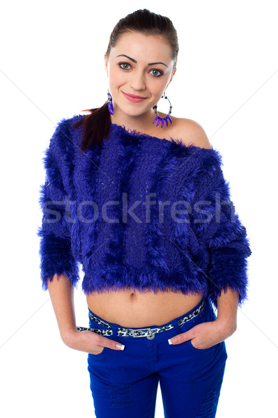 Stylish midriff girl dressed in off shoulder top Stock photo © stockyimages