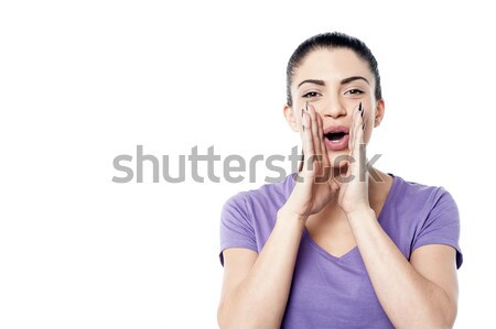 Woman loud calling out to someone Stock photo © stockyimages