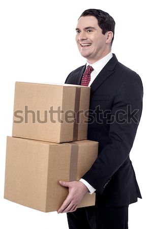 African corporate man holding card box Stock photo © stockyimages