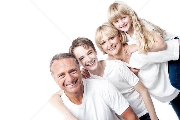 Stockfoto: Gelukkig · gezin · twee · kinderen · poseren · samen