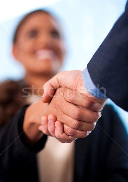 Stock fotó: Kézfogás · üzletemberek · kép · kettő · kézfogás · nő