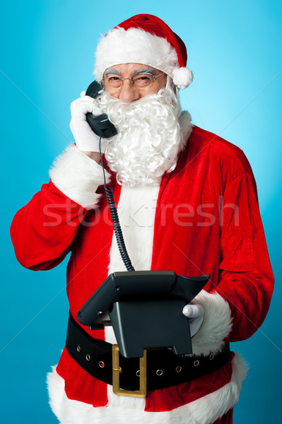 Moderne telefoongesprek geïsoleerd Blauw Stockfoto © stockyimages