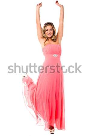 Fiatal nő ujjongás pompás fiatal modell buli Stock fotó © stockyimages
