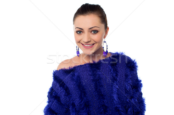 Attractive model in trendy off shoulder top Stock photo © stockyimages