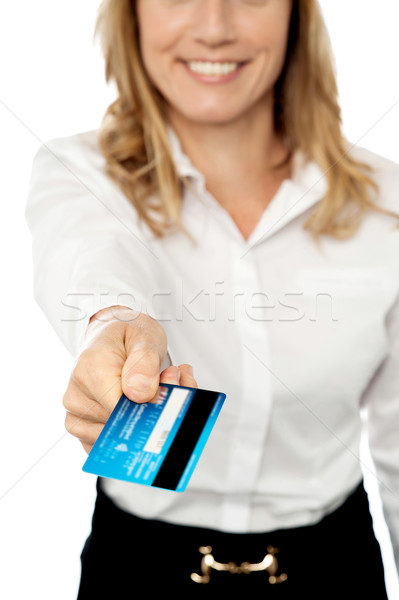 Cropped businesswoman displaying cash card Stock photo © stockyimages