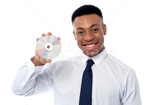 Zakenman tonen compact disc smart mannelijke uitvoerende Stockfoto © stockyimages
