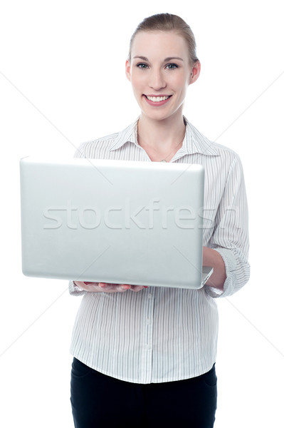 Acquistato nuovo laptop corporate donna Foto d'archivio © stockyimages