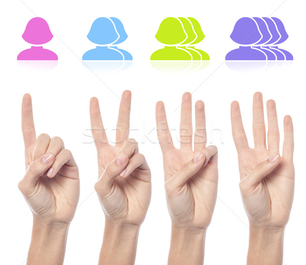 Female hand count one to four sign Stock photo © stockyimages