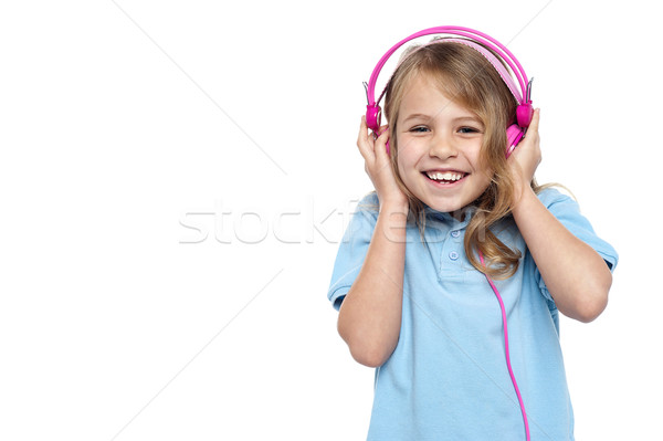 Foto stock: Excitado · nina · música · auriculares