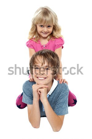 Csinos lány gyermek játszik fivér aranyos Stock fotó © stockyimages