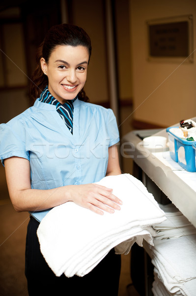 Stock photo: Bath towels are ready to be delivered