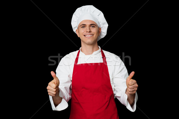 Voedsel groot omhoog jonge mannelijke chef Stockfoto © stockyimages