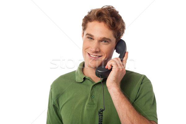 Smart vent telefoongesprek knap jonge man telefoon Stockfoto © stockyimages