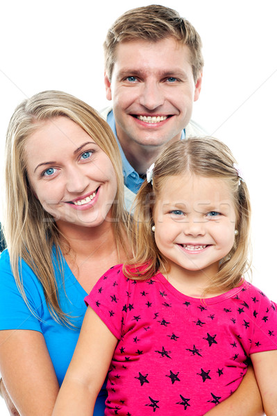 [[stock_photo]]: Parents · posant · cute · souriant · fille · regarder