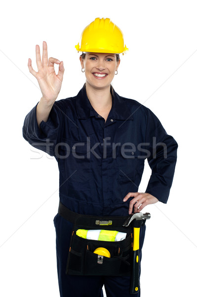 Stock photo: Woman construction worker at her best