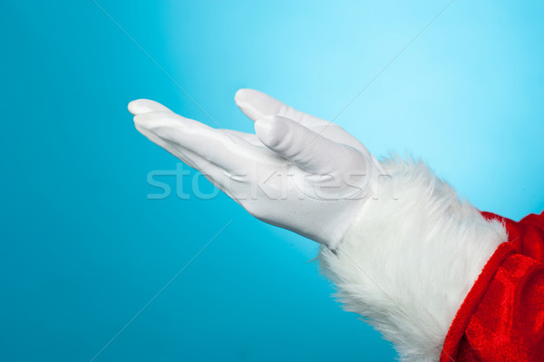 Kívánság karácsony mikulás imádkozik kéz kék Stock fotó © stockyimages