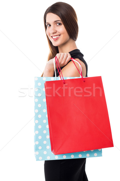 Winkelen vrouw zakken leuk liefhebbend Stockfoto © stockyimages