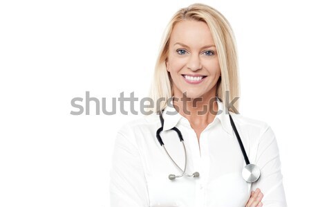 Stock photo: Confident female doctor over white 