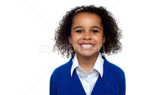 Profiel shot cool schoolmeisje tanden camera Stockfoto © stockyimages