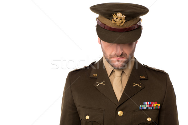 Stockfoto: Leger · man · naar · beneden · te · kijken · schande · militaire · commando