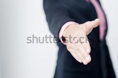 Сток-фото: человека · предлагающий · рукопожатие · приветствие · изображение · бизнесмен