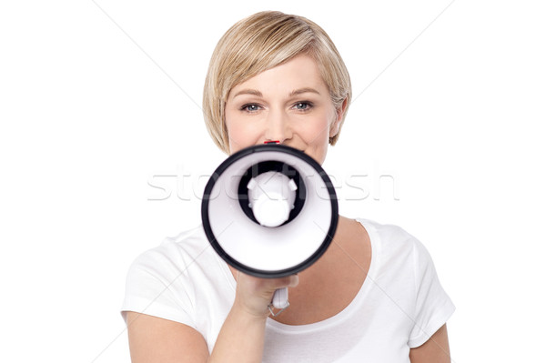 Wiadomości wszyscy atrakcyjna kobieta kobieta Język Zdjęcia stock © stockyimages