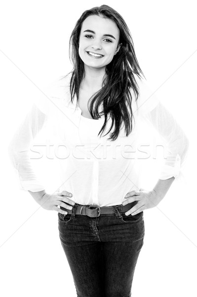 Black and white image of a trendy girl Stock photo © stockyimages