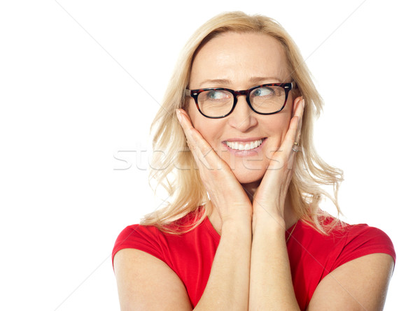 Frau tragen Gläser Frauen Mode Stock foto © stockyimages