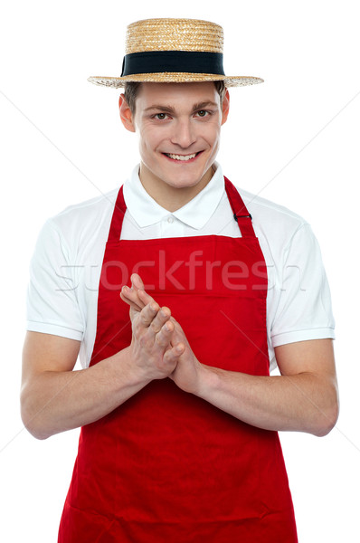 Stock photo: Young male chef wearing hat