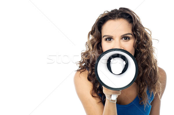 Excelente notícia todo o mundo jovem feminino mulher Foto stock © stockyimages