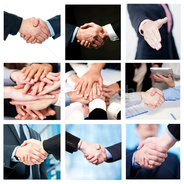 Team work and business handshake, collage Stock photo © stockyimages