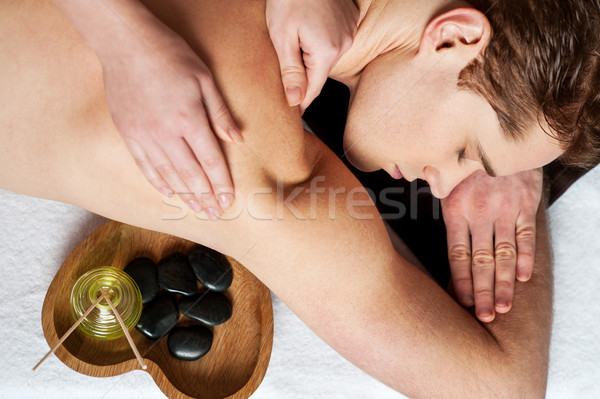 Foto stock: Joven · masaje · spa · salón · cuerpo · atrás