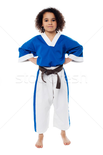 Jóvenes karate nino posando luchador manos Foto stock © stockyimages