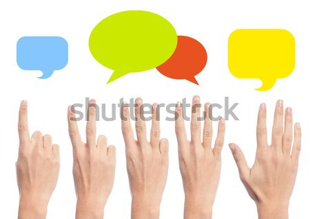 Fists with colourful speech bubbles Stock photo © stockyimages