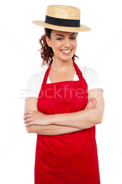 Młodych piekarz kobieta słomy Zdjęcia stock © stockyimages