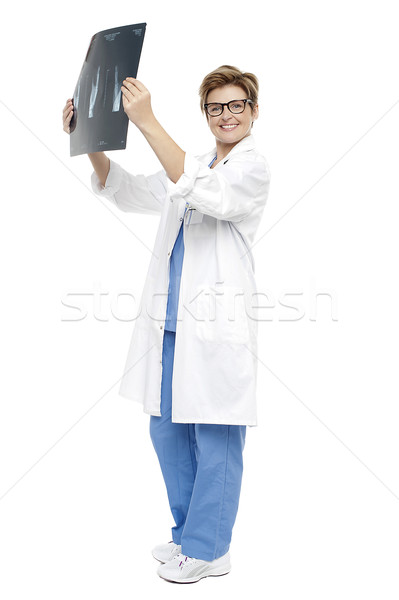 Foto stock: Sonriendo · médico · Xray · hoja