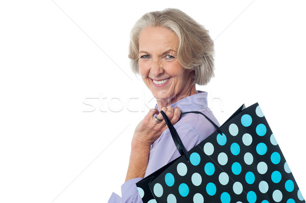 Fashionable Old Lady With Ping Bag Stock Photo Ishay Botbol Stock Photo Fashionable Old Lady With Ping Bag Stylish Woman Holding Polka