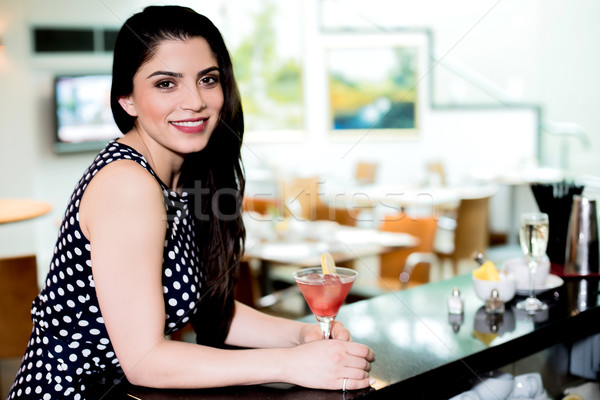 Mój ulubiony pić tutaj piękna kobieta Zdjęcia stock © stockyimages