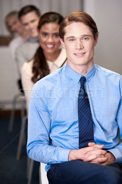 Geschäftsleute Sitzung Tagungsraum glücklich Business Büro Stock foto © stockyimages