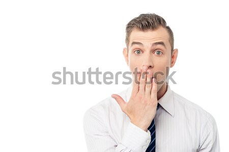 Meglepő üzletember izolált fehér fiatal férfi Stock fotó © stockyimages
