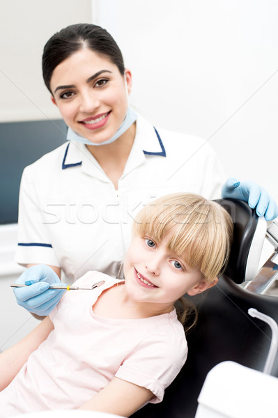 Little girl at annual dental checkup Stock photo © stockyimages