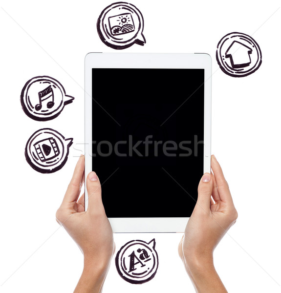 Epoca touch screen tecnologia amore nuovo Foto d'archivio © stockyimages