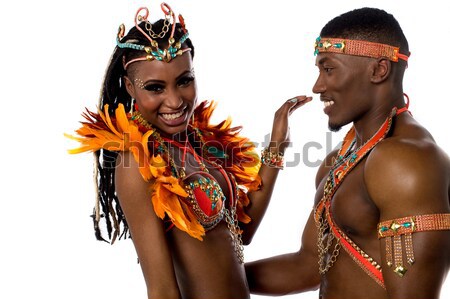 Dance мне красивая женщина карнавальных костюм Сток-фото © stockyimages