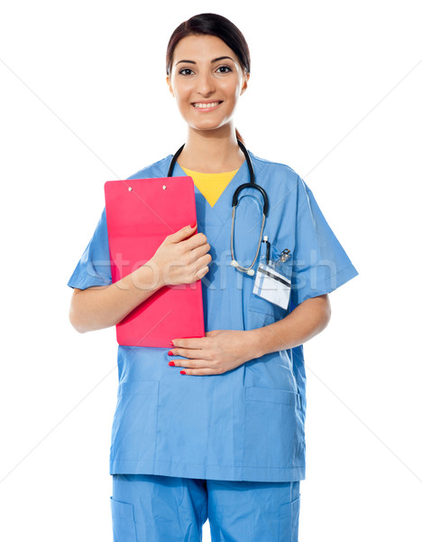 Stockfoto: Medische · specialist · verslag · permanente · stethoscoop · rond