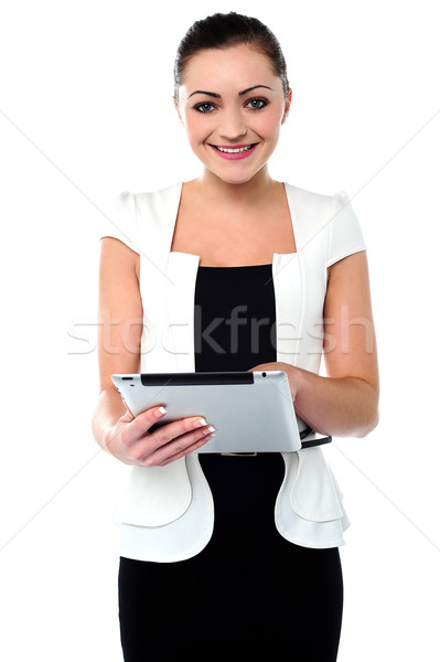 Business uitvoerende tablet aantrekkelijk jonge Stockfoto © stockyimages