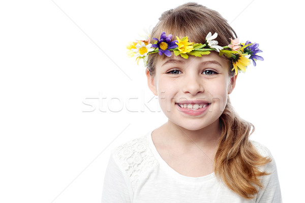 Сток-фото: улыбаясь · Kid · цветок · венок · привлекательный