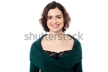 Stock photo: Pretty smiling model wearing trendy pullover