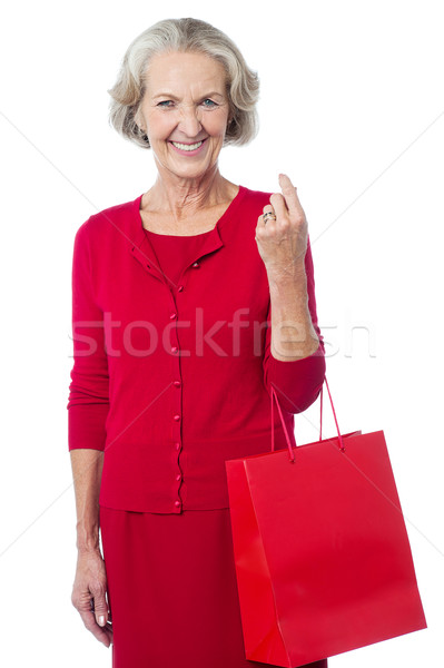Afgewerkt mijn winkelen senior vrouw poseren Stockfoto © stockyimages