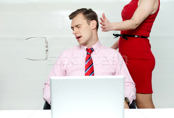 Apretado cara mujer empresarial masculina negocios Foto stock © stockyimages