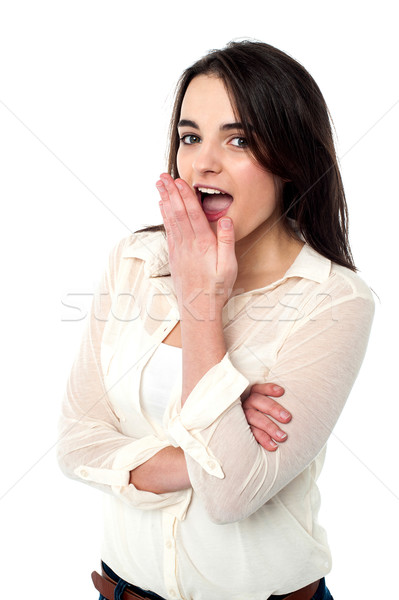 Young girl gesturing shocking sign Stock photo © stockyimages